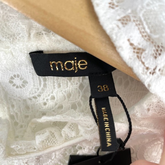 Maje Rilene Paisley Long Sleeve Guipure Lace Mini Dress White Medium New - Picture 14 of 16
